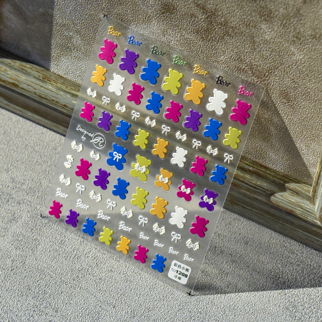 Tensor Nail Sticker - Colourful Bear