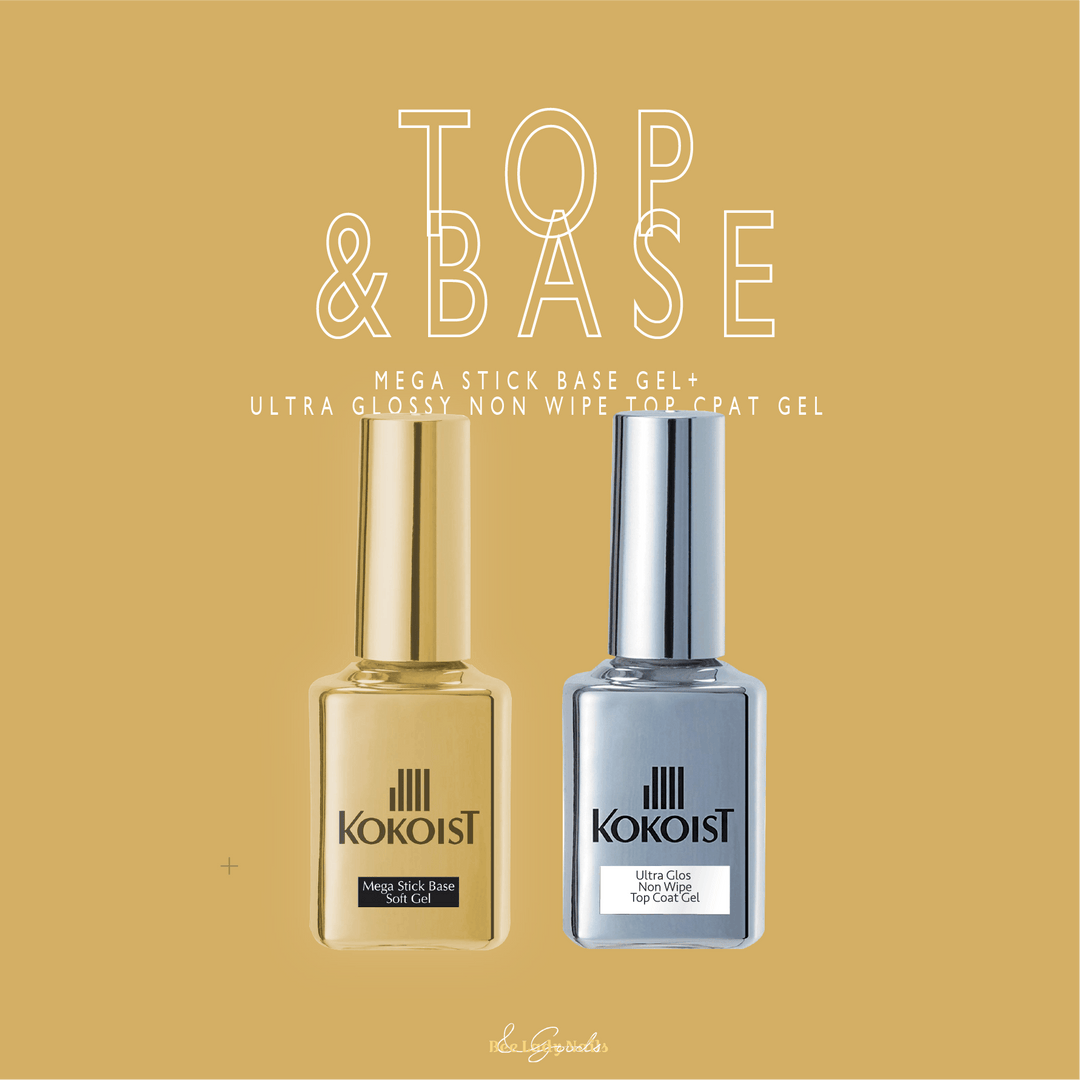 KOKOIST - MEGA Stick Base Coat Gel + Ultra Glossy Non Wipe Top Coat - Bee Lady nails & goods