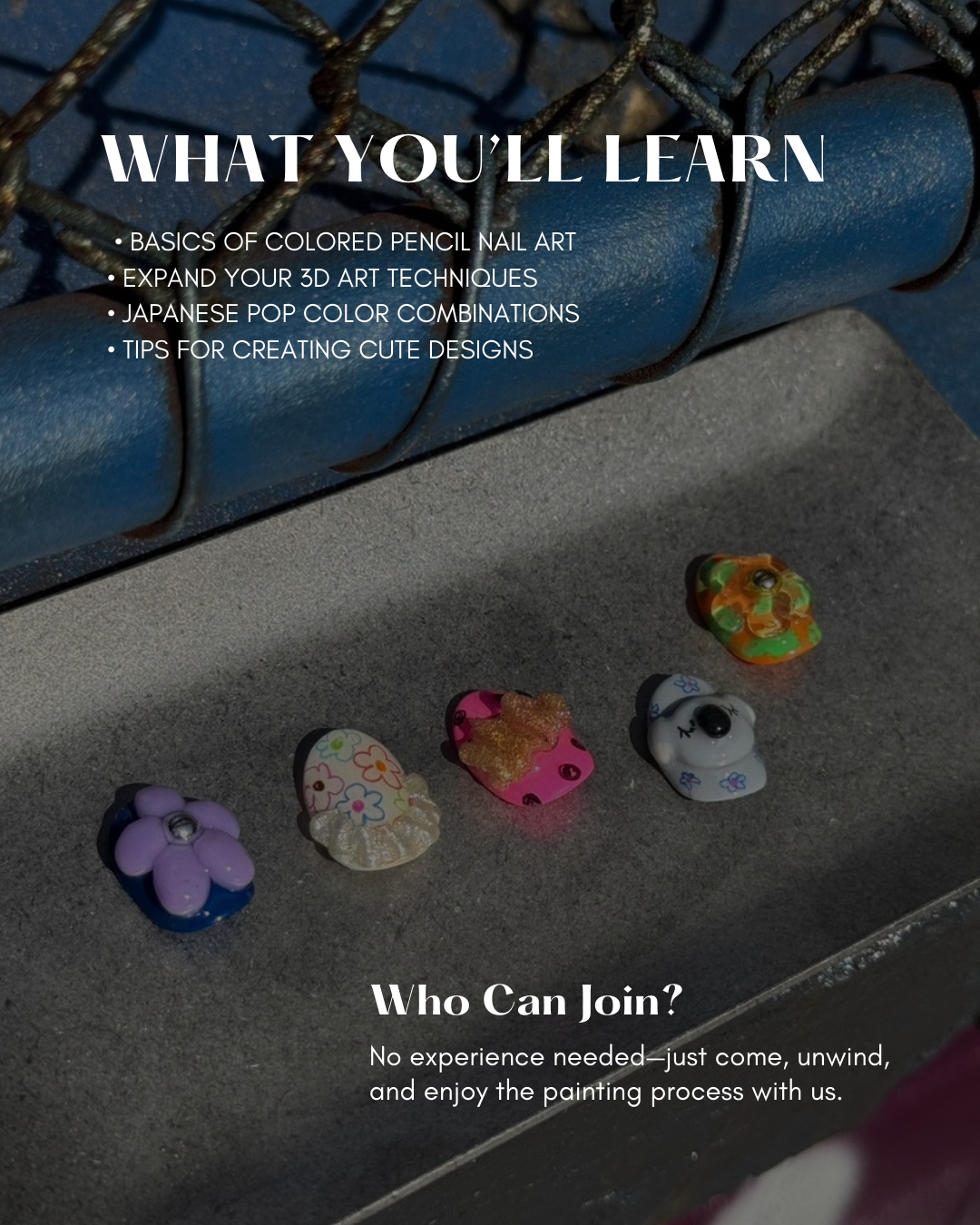 Coloured Pencil Pop-Cute 3D Art Nail Workshop -  Saturday 7 Feb 2026 · 1:00–4:00 PM