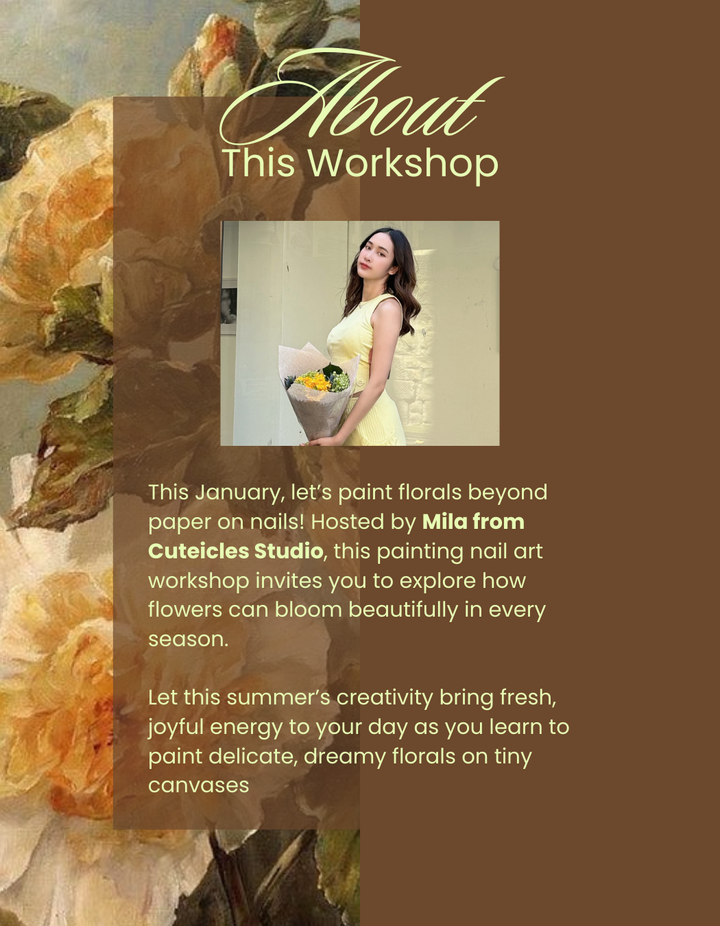Bloom & Brush Nail Art Workshop -  Sunday 11 Jan 2026 · 1:30–4:00 PM