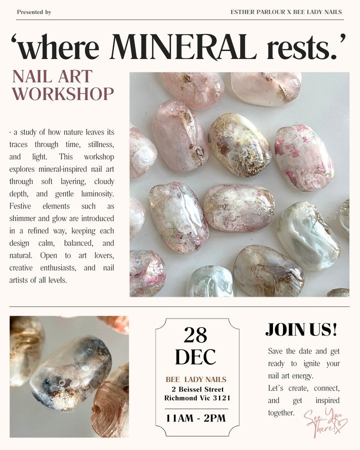 Where Mineral Rests… Nail Art Workshop -  Sunday 28 Dec 2025 · 11:00–2:00 PM