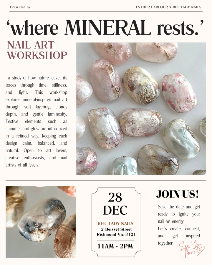 Where Mineral Rests… Nail Art Workshop -  Sunday 28 Dec 2025 · 11:00–2:00 PM