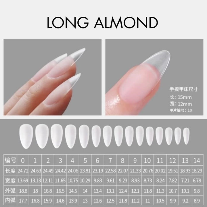 Bee Lady Nails - MR Nail Full Cover Tips W352 Long Almond (360pcs)