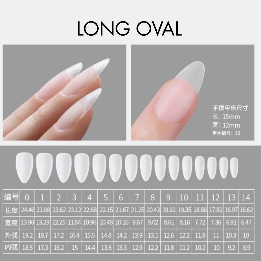 Bee Lady Nails - MR Nail Full Cover Tips W355 Long Oval (360pcs)