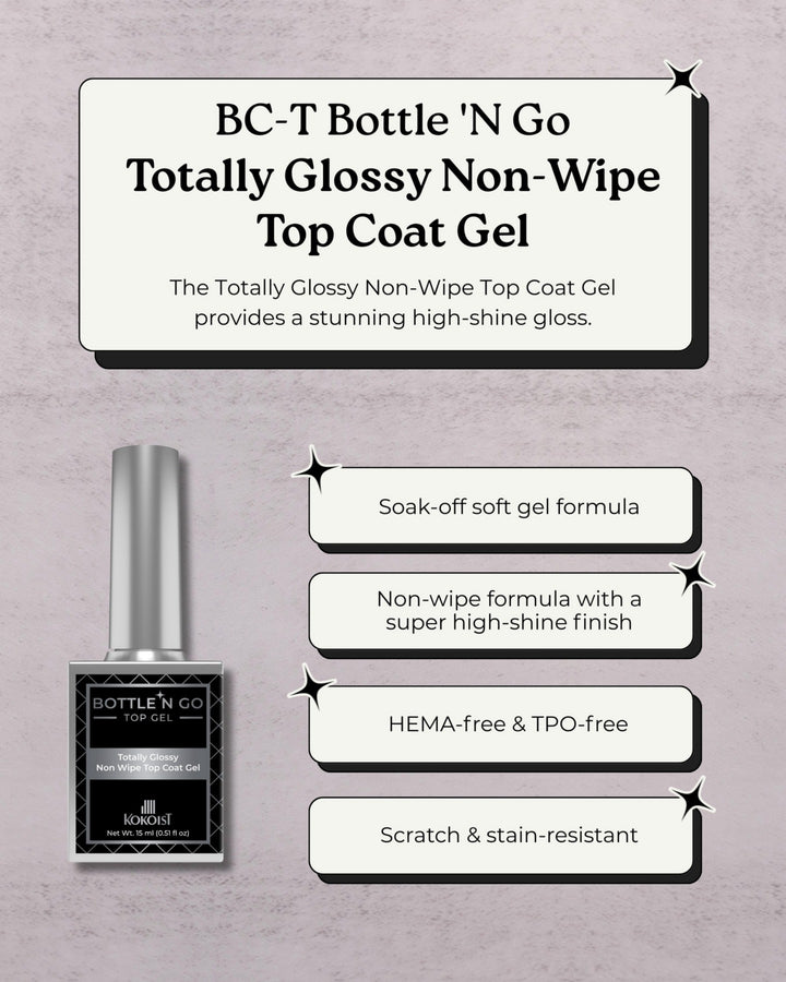 KOKOIST Bottle ‘n Go - Totally Glossy Non Wipe Top Coat Gel