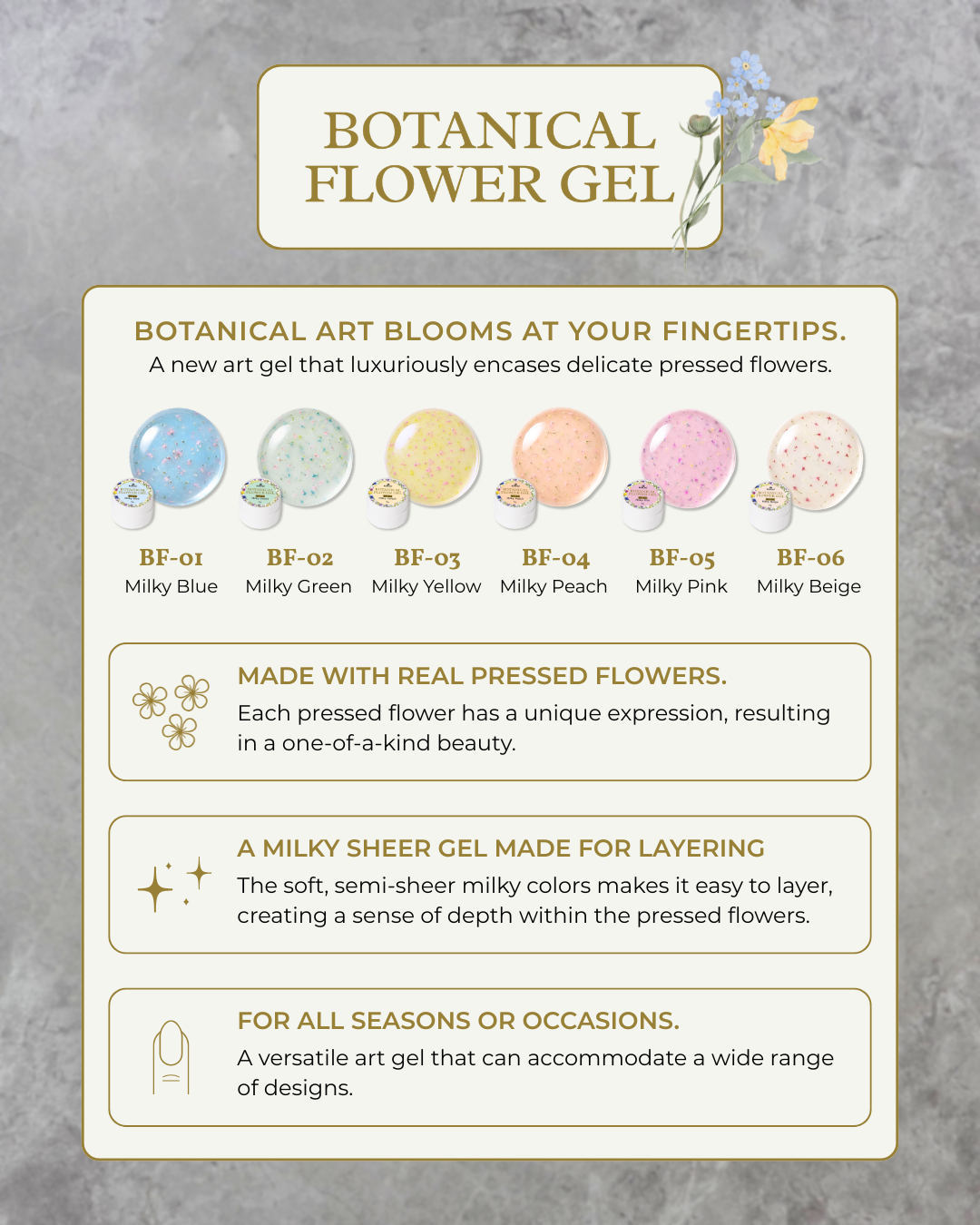 (Pre-Order) KOKOIST Botanical Flower Gel 6 Colours