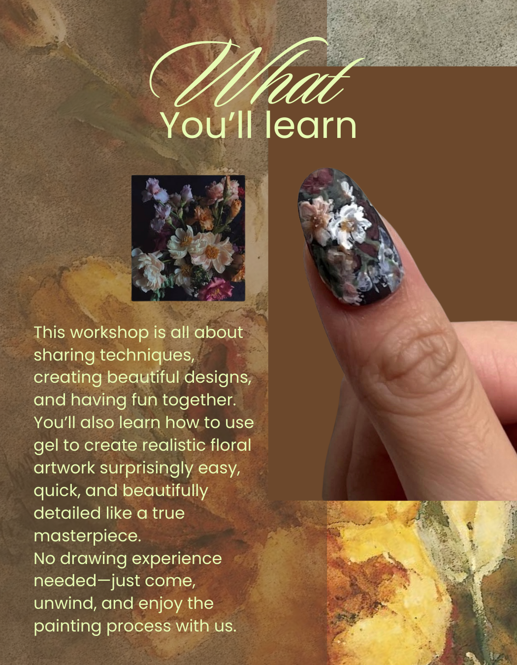 Bloom & Brush Nail Art Workshop -  Sunday 11 Jan 2026 · 1:30–4:00 PM