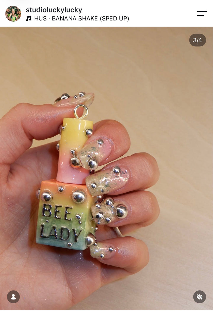 Bee Lady Bottle Key Chain