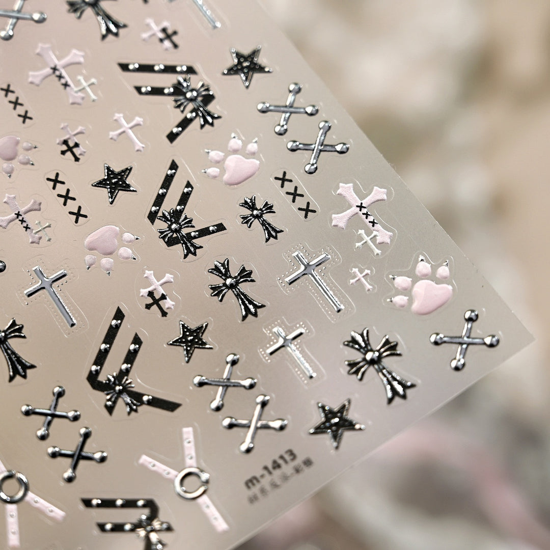 Tensor Nail Sticker - Gothic Cross & Paw