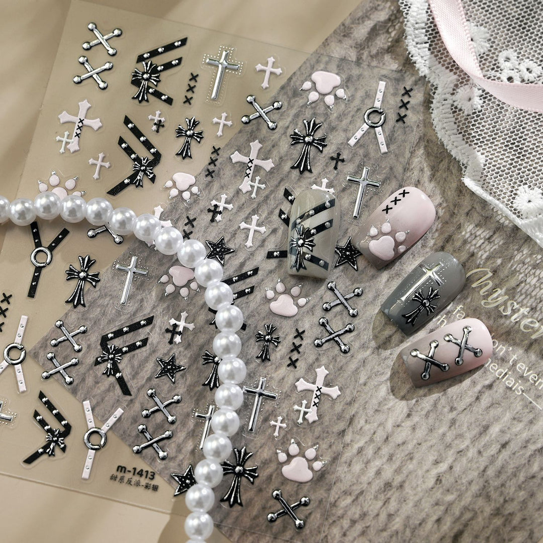 Tensor Nail Sticker - Gothic Cross & Paw