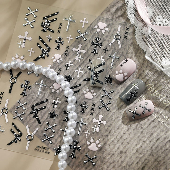 Tensor Nail Sticker - Gothic Cross & Paw