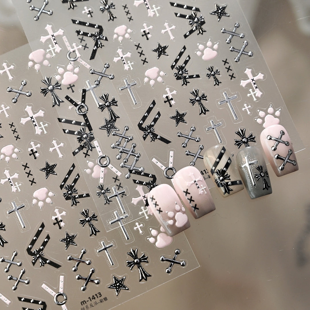 Tensor Nail Sticker - Gothic Cross & Paw