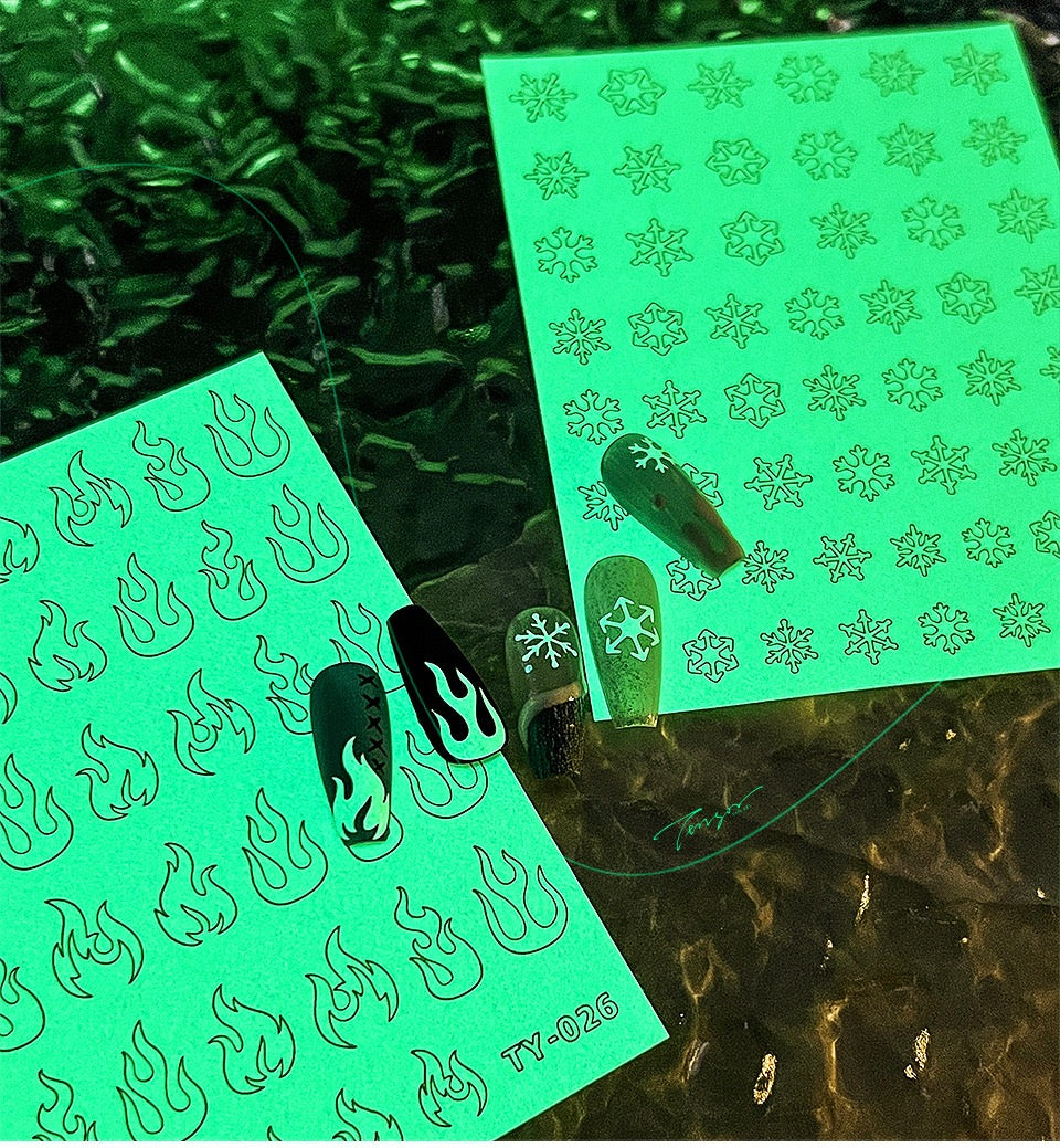 Tensor Nail Sticker - Glow in dark (Flame)