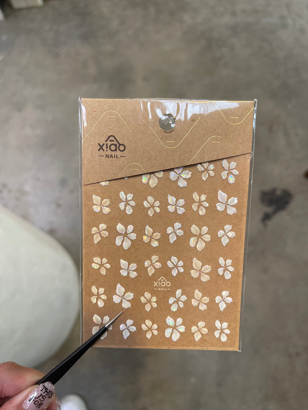 Xiao A - Iridescent Shell Flower Nail Sticker