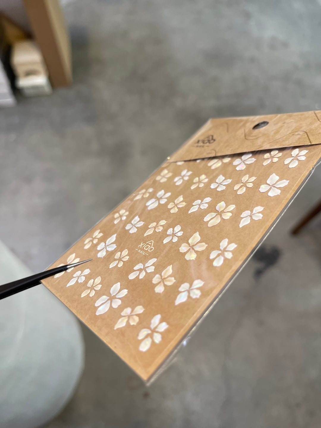 Xiao A - Iridescent Shell Flower Nail Sticker