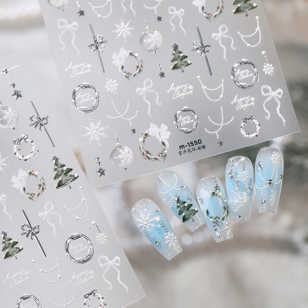 Tensor Nail Sticker -Chrismas Wreath Nail Sticker