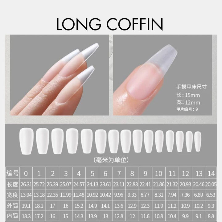 Bee Lady Nails - MR Nail Full Cover Tips W361 Long Coffin (360pcs)