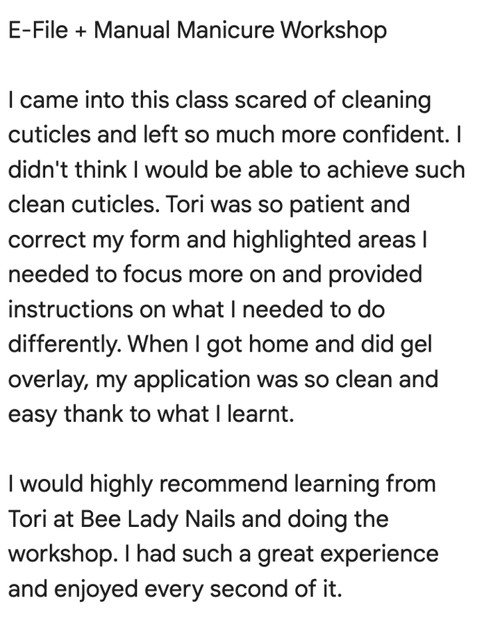 E-File + Manual Manicure Nail Workshop