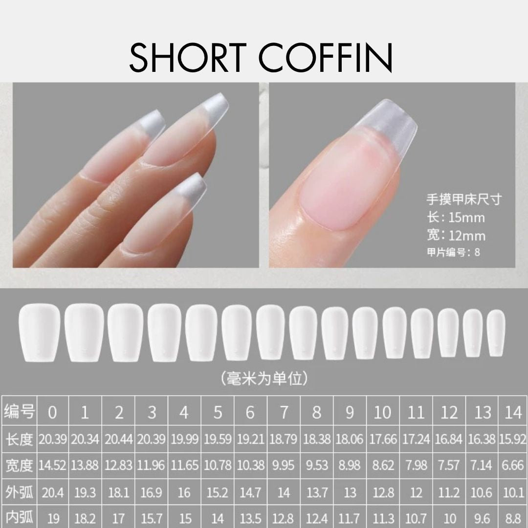 Bee Lady Nails - MR Nail Full Cover Tips W360 Short Coffin (360pcs)