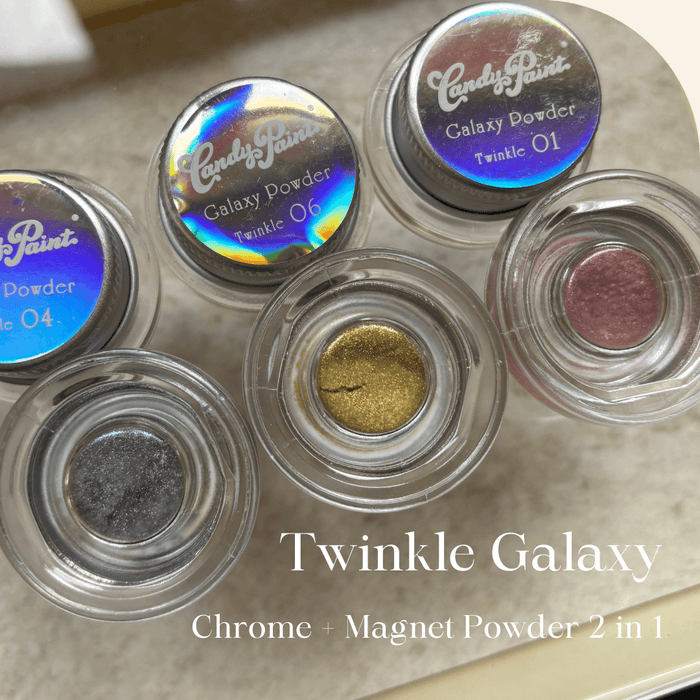 Candypaint - Twinkle T06 Chrome + Magnet Powder 2 in 1 (Yellow Green Galaxy) 1g - Bee Lady Nails & Goods
