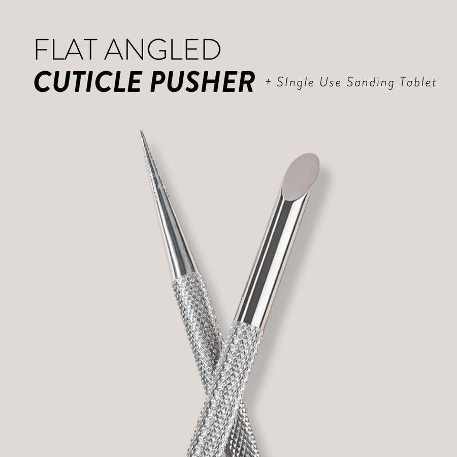 Flat Angle Cuticle Pusher + Single Use Sanding Tablet - Bee Lady Nails & Goods