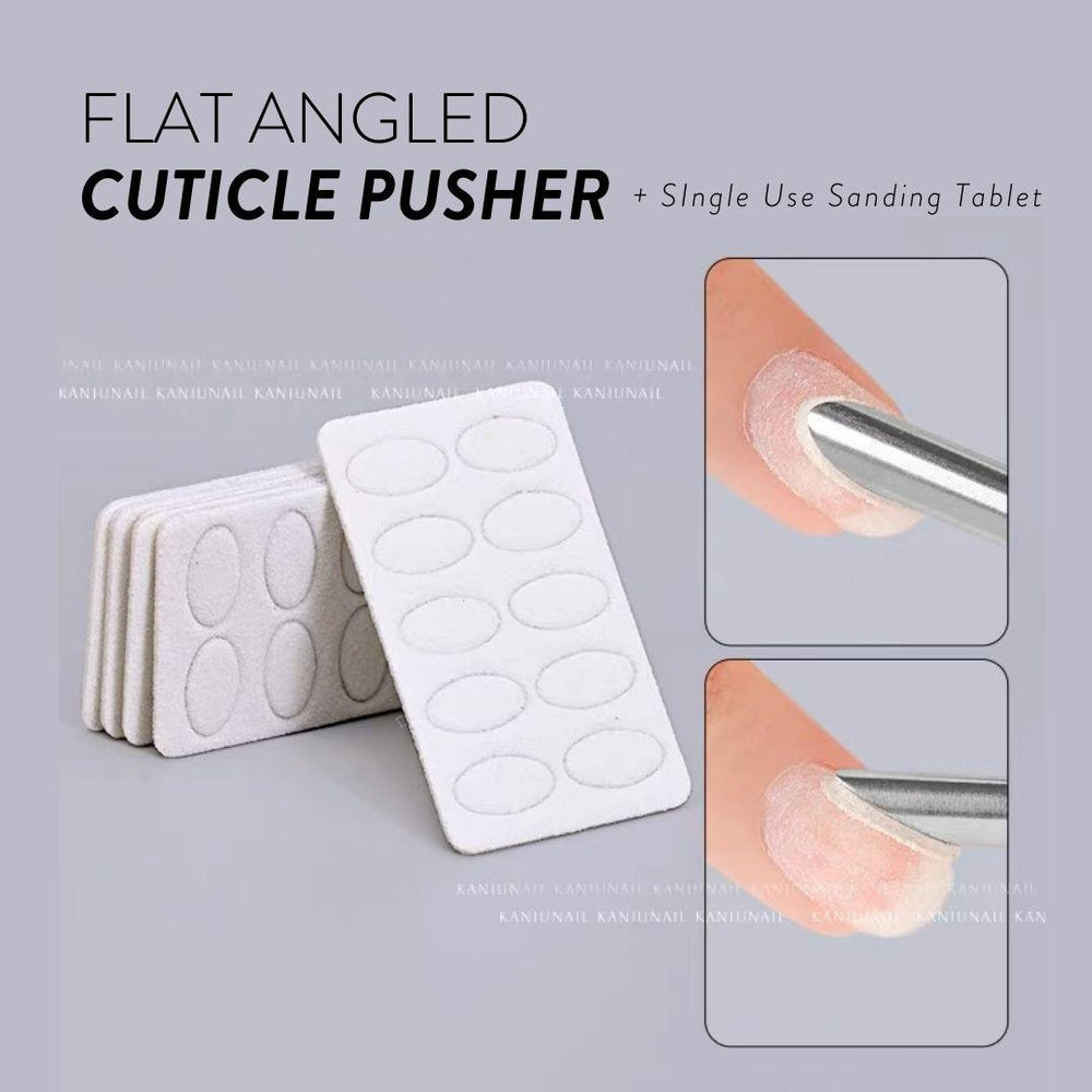 Flat Angle Cuticle Pusher + Single Use Sanding Tablet - Bee Lady Nails & Goods