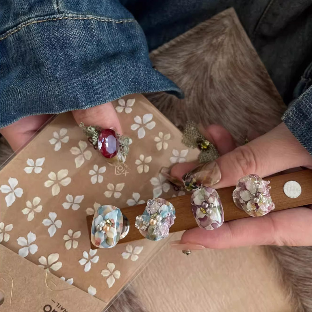 Xiao A - Iridescent Shell Flower Nail Sticker