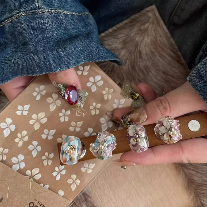 Xiao A - Iridescent Shell Flower Nail Sticker