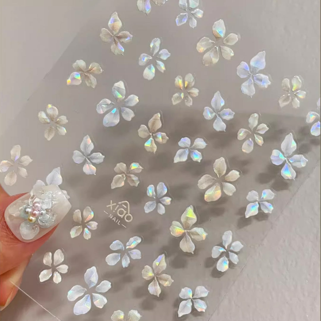 Xiao A - Iridescent Shell Flower Nail Sticker
