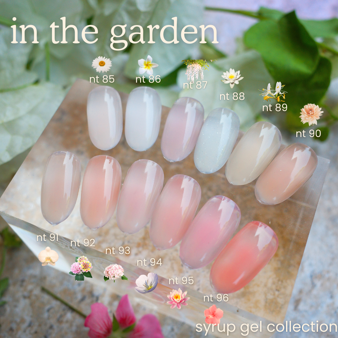 (Pre-Order) Nail Thoughts "In the Garden" syrup collection  NT-85 to NT-97 Syrup Colour Gel in bottle 10g