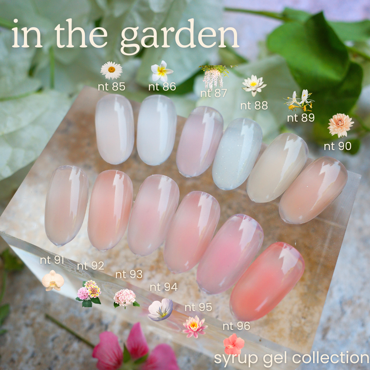 (Pre-Order) Nail Thoughts "In the Garden" syrup collection  NT-85 to NT-97 Syrup Colour Gel in bottle 10g