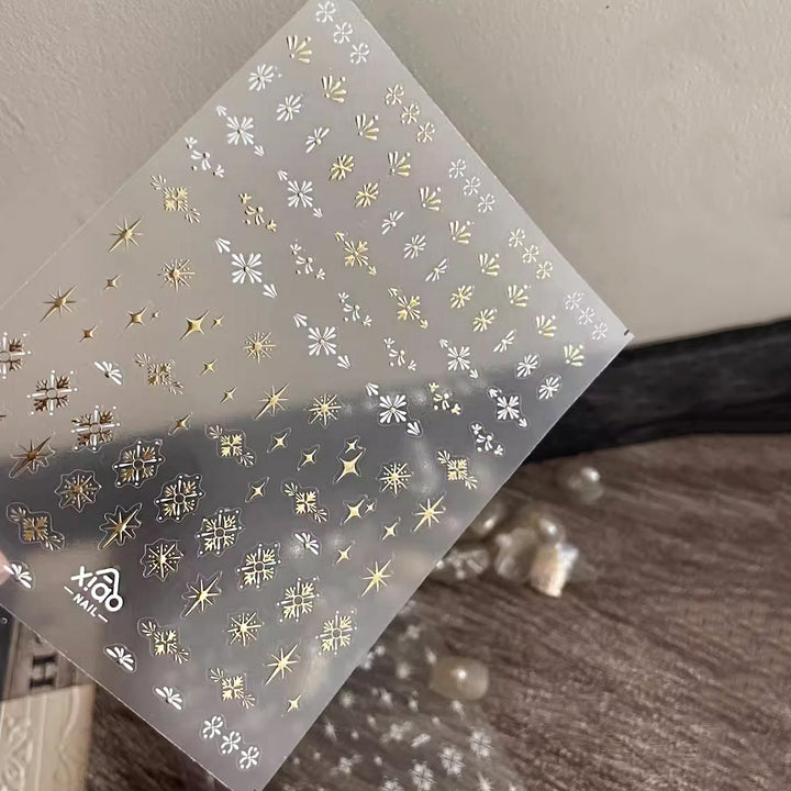 Xiao A - Floral Sparkle Nail Sticker