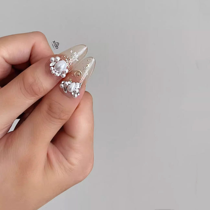 Xiao A - Floral Sparkle Nail Sticker